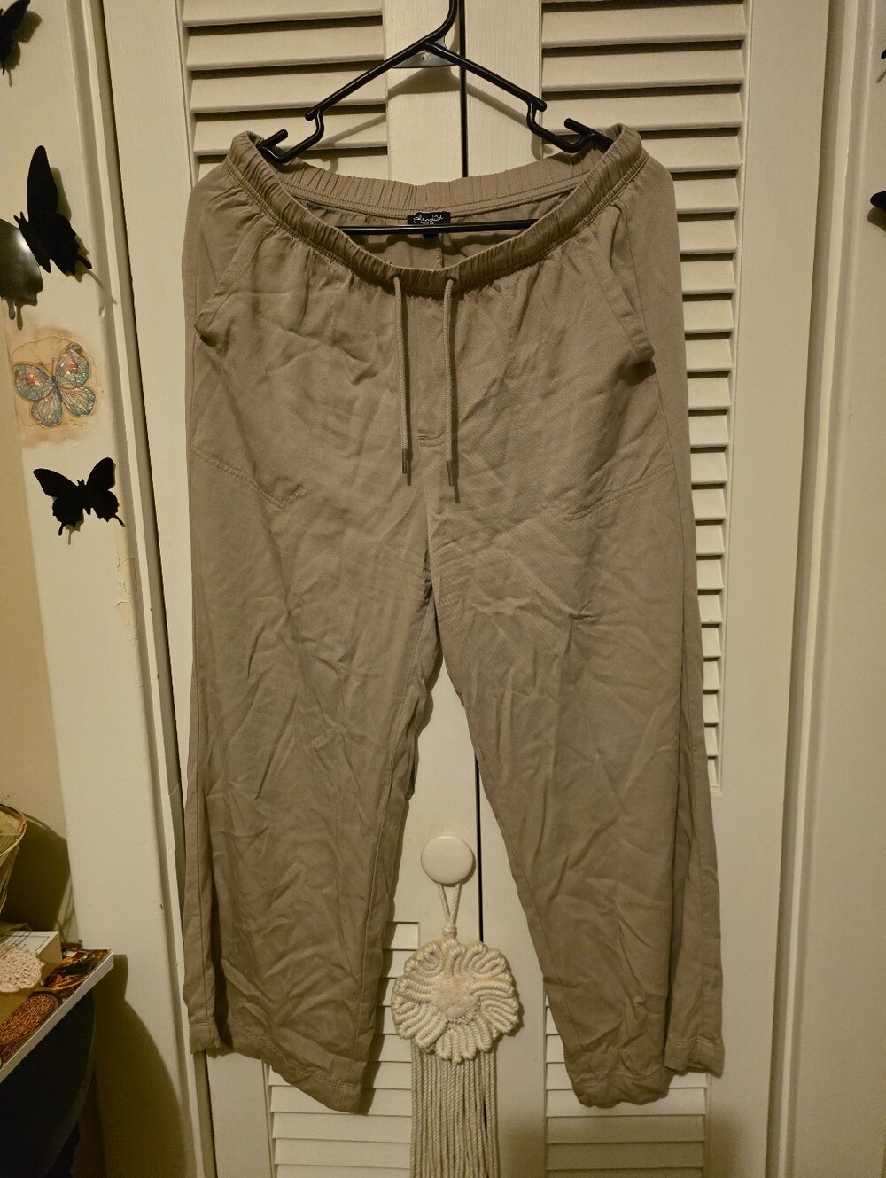 Splendid Women's Beige Drawstring Linen Pants
